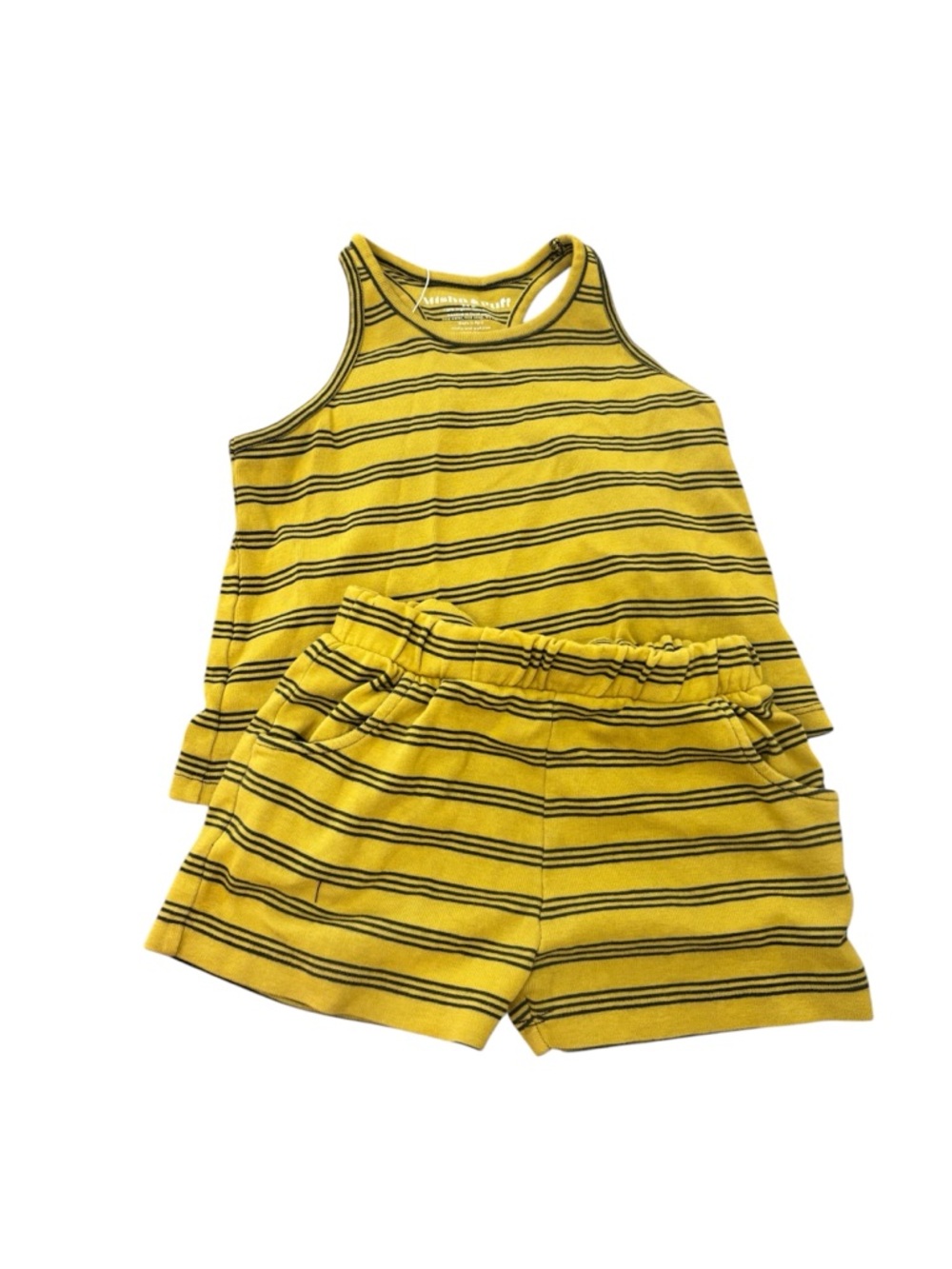 Misha And Puff Yellow and Black Striped Tank Top & Shorts Set